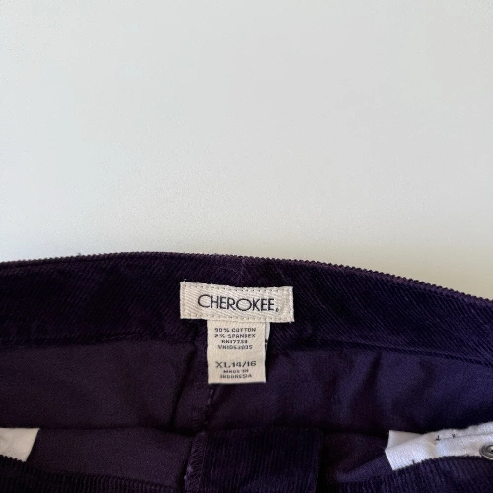 NWT Cherokee Dark Purple Phantom Grape Corduroy Mini‎ Skirt Size XL 14/16
